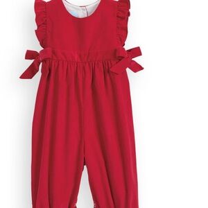 Bella Bliss Girls Berkley Red Corduroy Overalls Jumper Romper